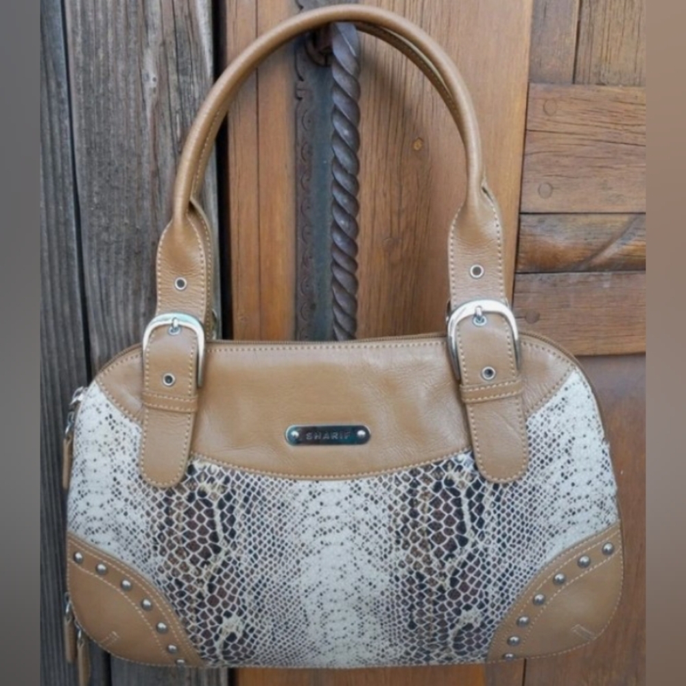 Sharif Tan and Cream Satchel